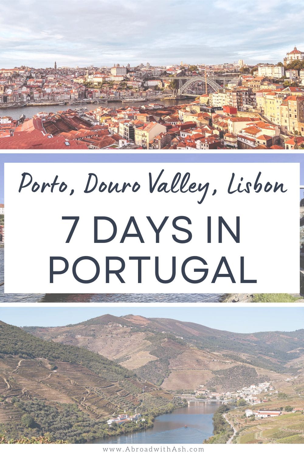 Combine quirky Lisbon, old-world Porto (my favorite), and the stunning Douro Valley with this 7 day Portugal itinerary. I'll take you through logistics, how many days to spend in each place, and the best things to do! #portugal #europe #travel #dourovalley how to spend a week in Portugal