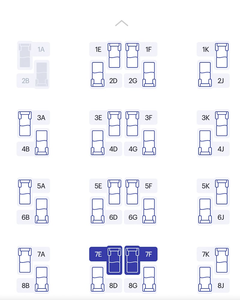 Qatar Airways Airbus A350-1000 Qsuite seat map