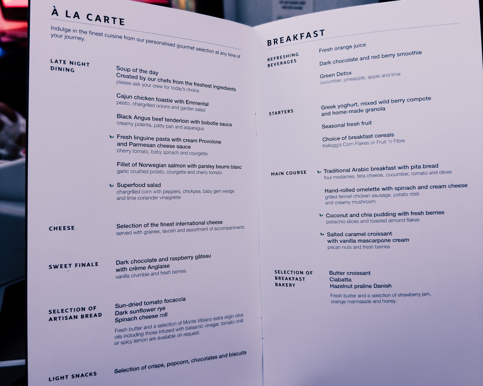 qatar airways business class food service