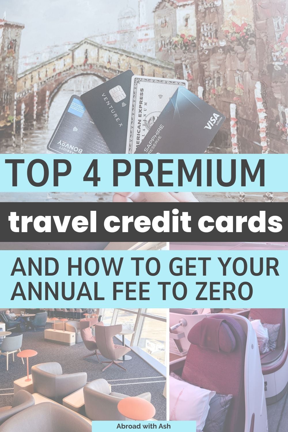 Trying to decide if the high fee for premium travel credit cards is worth it? This post will take you through the top credit cards for travel points and rewards. We'll dive into fees, perks, elite status, best ways to redeem, point value, what card to use for what purchases, and more! By the end of this post you should know whether it's smart to have one or all four cards in your wallet. #pointstravel #travelcreditcards #traveltips best premium travel credit cards