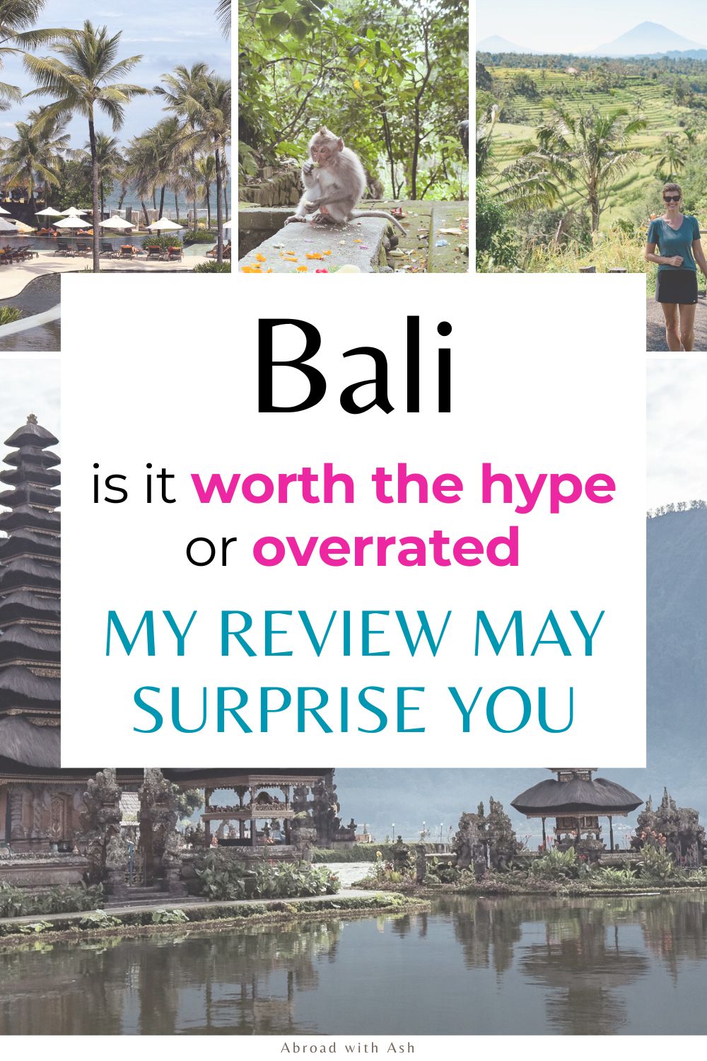 Thinking about visiting this Instagram hotspot? This post will detail my HONEST take on whether Bali is worth visiting. Learn the pros, cons, and whether this destination is overrated. I'll take you through whether Bali is expensive or cheap, safe, clean, and more. Learn the hotels we stayed at (and if I recommend them), our favorite restaurants and coffee shops, and whether we will go back or not. #bali #ubud #southeastasia is Bali worth visiting