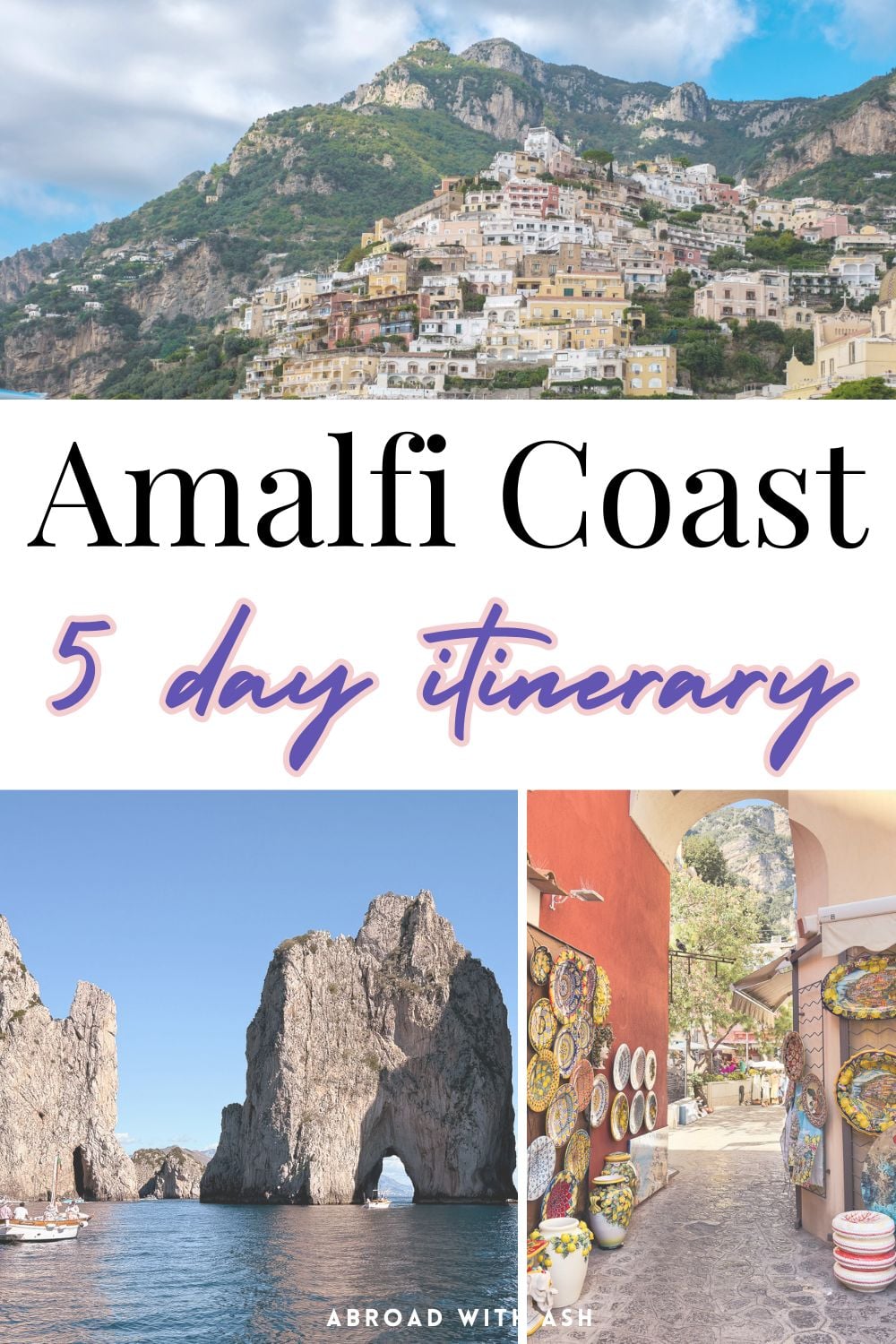 This 5 day Amalfi Coast itinerary details everything you need to jumpstart your planning including how to get around, top tours, and the best things to do. Visit Positano, Ravello, Amalfi, Capri, Pompeii, and more. Discover hotel, tour, restaurant, and bar recommendations. #amalficoast #italy #europe 5 day amalfi coast itinerary