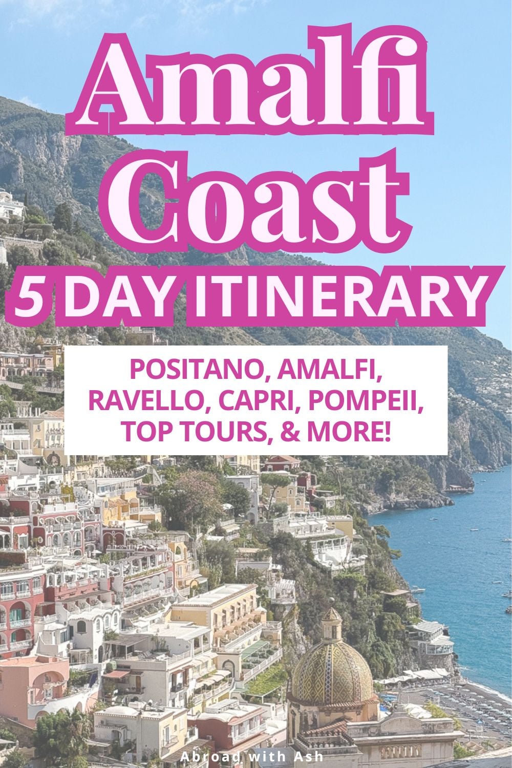 This 5 day Amalfi Coast itinerary details everything you need to jumpstart your planning including how to get around, top tours, and the best things to do. Visit Positano, Ravello, Amalfi, Capri, Pompeii, and more. Discover hotel, tour, restaurant, and bar recommendations. #amalficoast #italy #europe itinerary for amalfi coast
