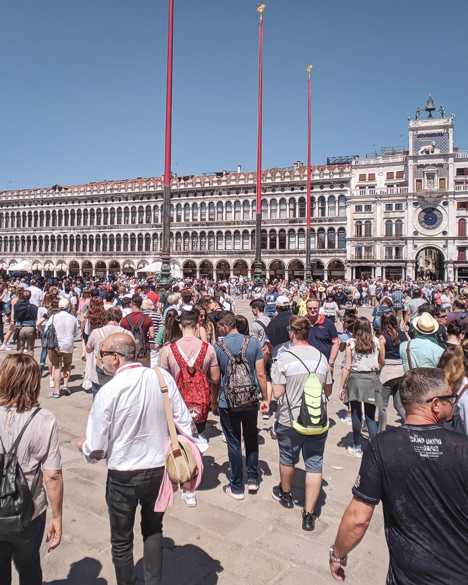 Crowded St. Mark's Square Venice Italy St. Mark's Square crowds