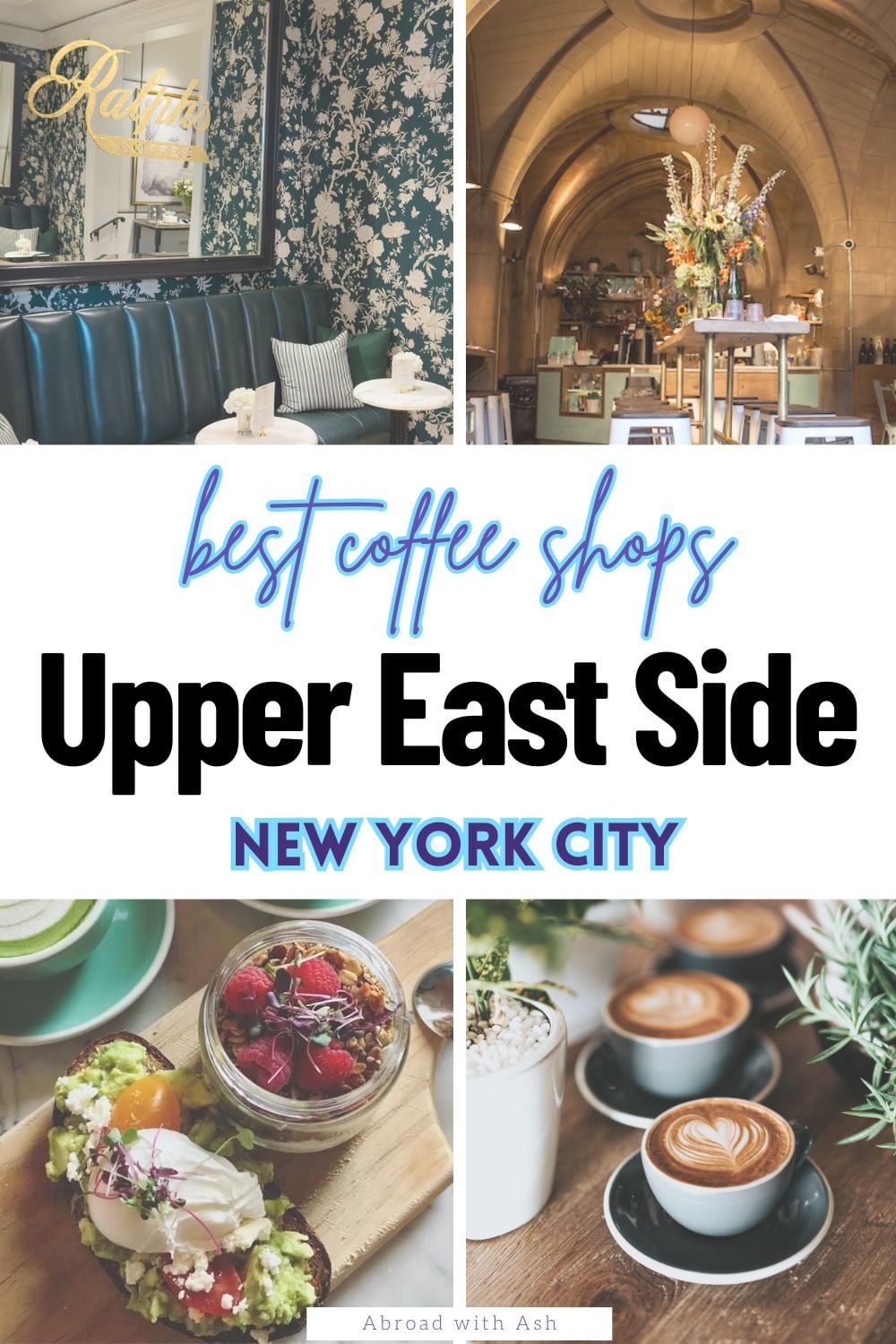 If you find yourself on the Upper East Side in NYC and in need of a caffeine fix, I have you covered! Whether you’re craving a healthy snack, seriously delicious baked goods or a space to get some work done, these UES coffee shops deliver. #nyc #uppereastside #nyccoffeeshops #foodie #travel best coffee shops upper east side