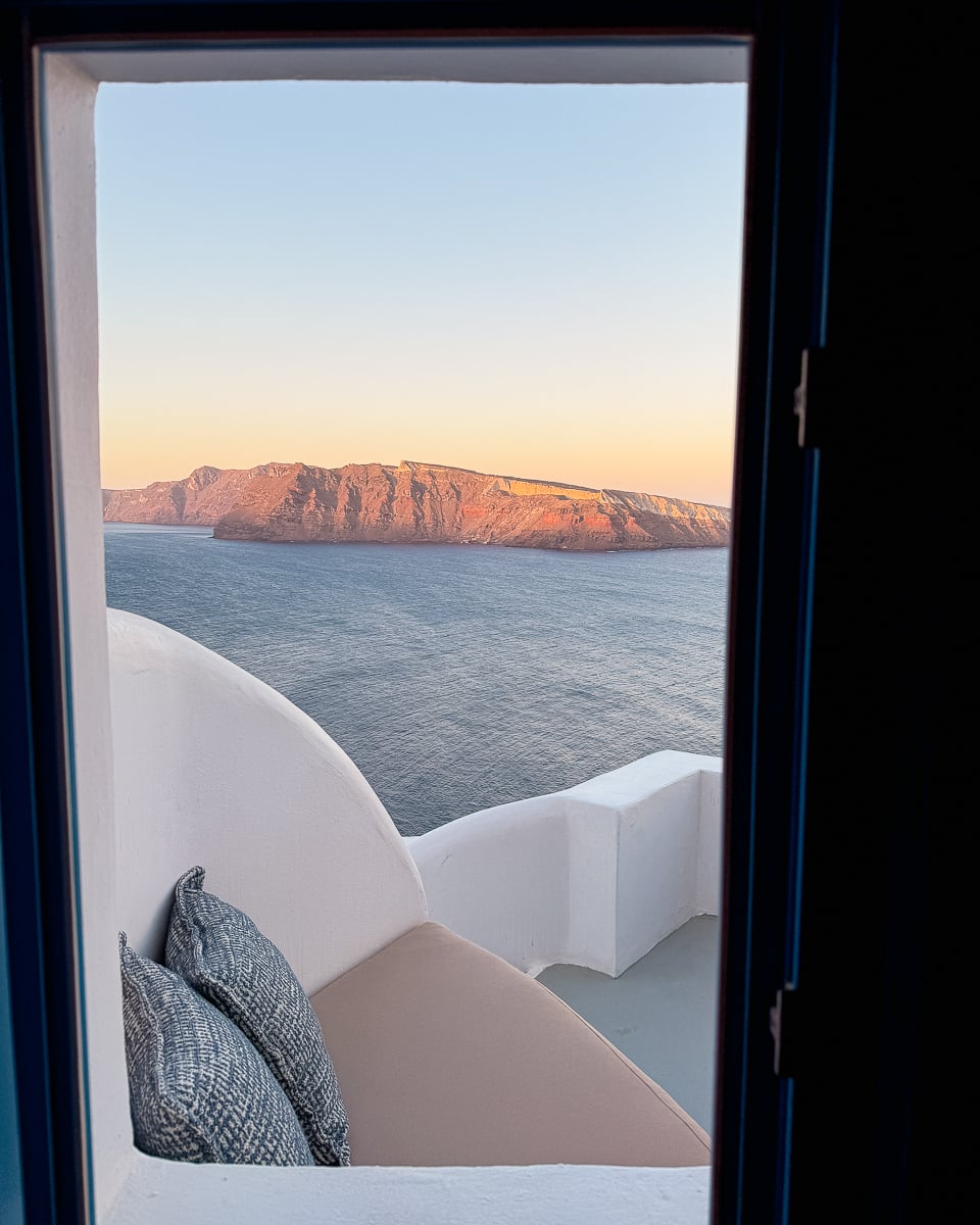 hotel overlooking Caldera in Oia Santorini